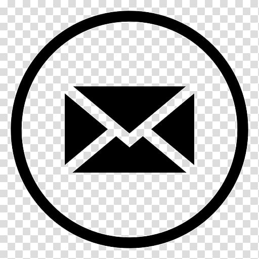 Black envelope icon inside a black circular border, symbolising email.