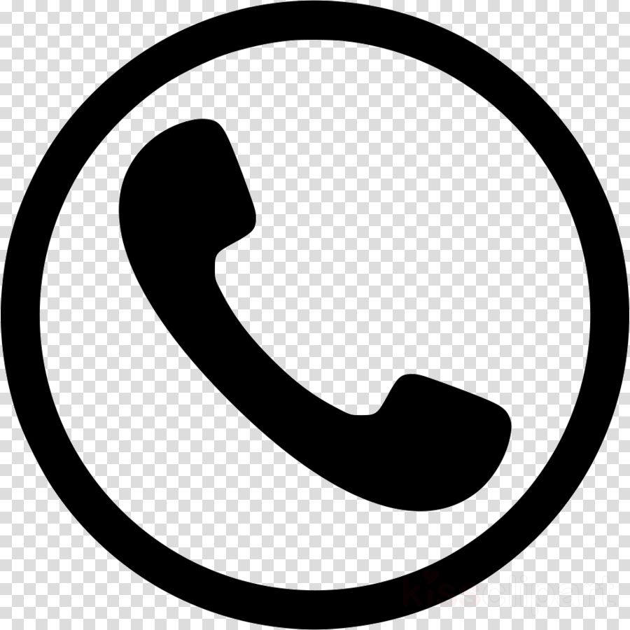 Black telephone handset icon inside a black circle.
